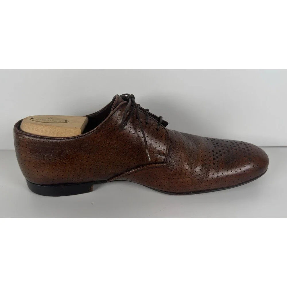 Louis Vuitton Brown Perforated Leather Men's Oxford Dress Shoes US 8.5